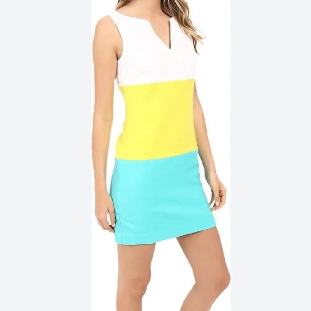 Trina Turk Women's Miss Brady Stretch Cotton Slub Color-Block Dress 6 NWT
